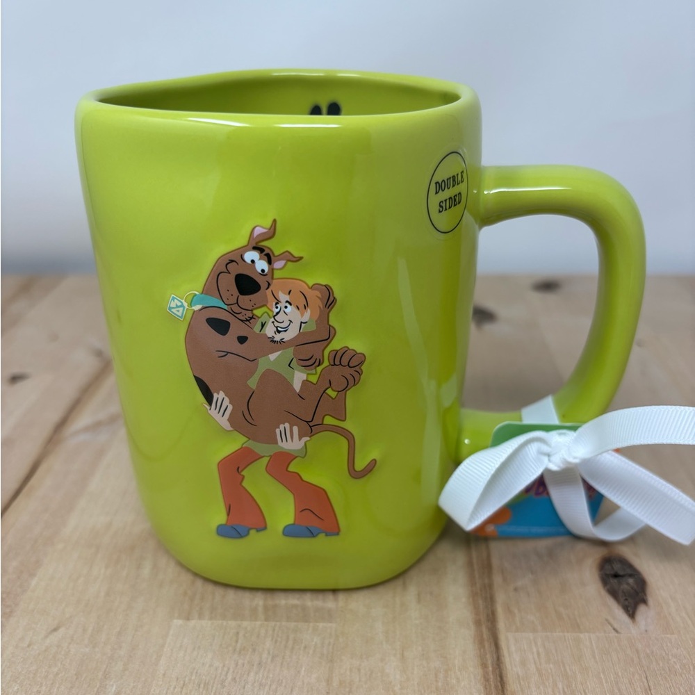 Rae Dunn Scooby Doo & Shaggy HEEBIE JEEBIES Mug Green Double Sided Ceramic New